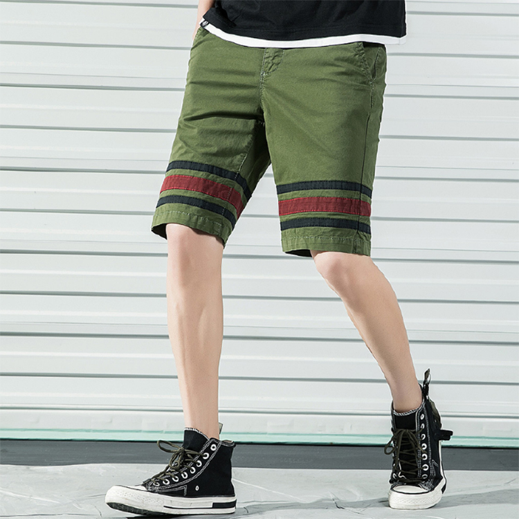 Men's cotton casual shorts summer five-point pants color insert beach pants