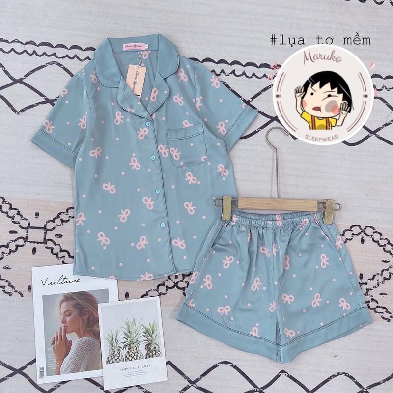 Bộ ngủ Choco Pijama- Đồ ngủ lụa ngắn tay quần đùi siêu mát