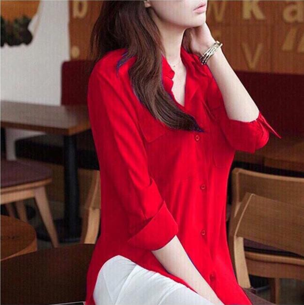 Áo sơ mi form dài xẻ eo cực hot AKN22