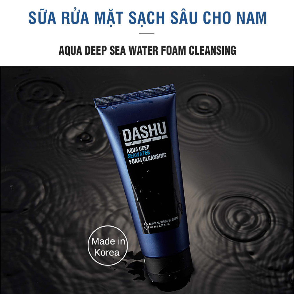 Sữa rửa mặt nam DASHU Aqua Deep Seawater sạch sâu kiểm soát nhờn sữa rửa mặt tạo bọt dành cho mọi loại da JN-SRM01