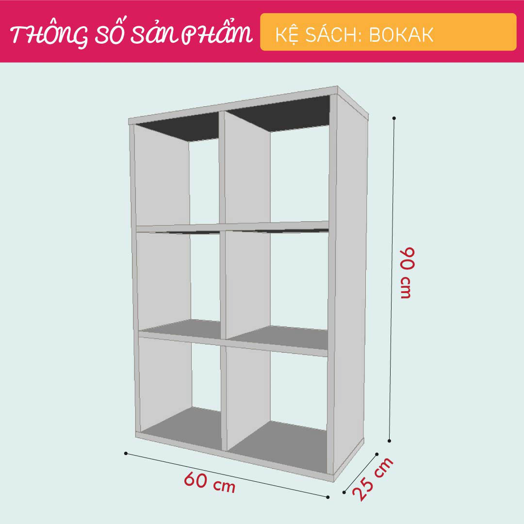 Kệ sách gỗ công nghiệp cấu trúc chắc chắn SMLIFE Bokak