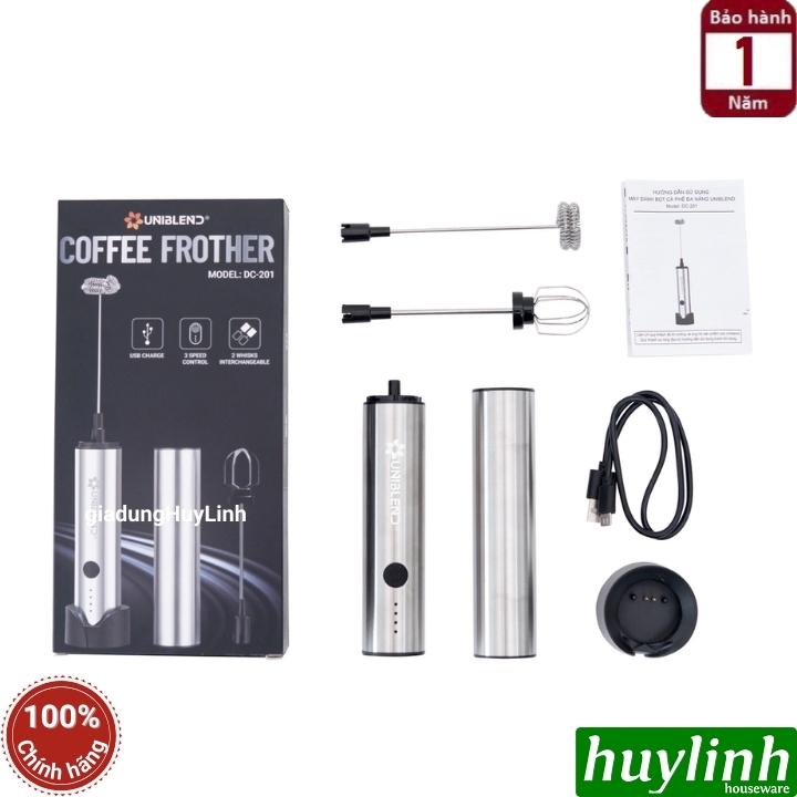 Hình ảnh Máy đánh tạo bọt cà phê dùng pin Uniblend DC-201 - 2 đầu đánh bọt và đánh trứng - Hàng chính hãng