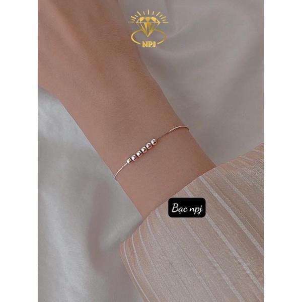 Lắc Tay nữ Bạc Ta , Vòng tay mix Bi ️ XINH XẮN ️ nhẹ nhàng- Bạc Npj