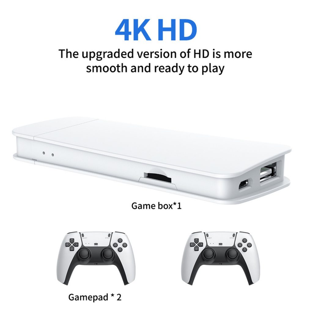 Máy Chơi Game Stick 4K PRO Trắng 2.4G WIRELES 2023 HDMI, 64GB Hơn 10000 Trò Chơi Game Mới Update, Máy Chơi Game Cầm Tay Không Dây