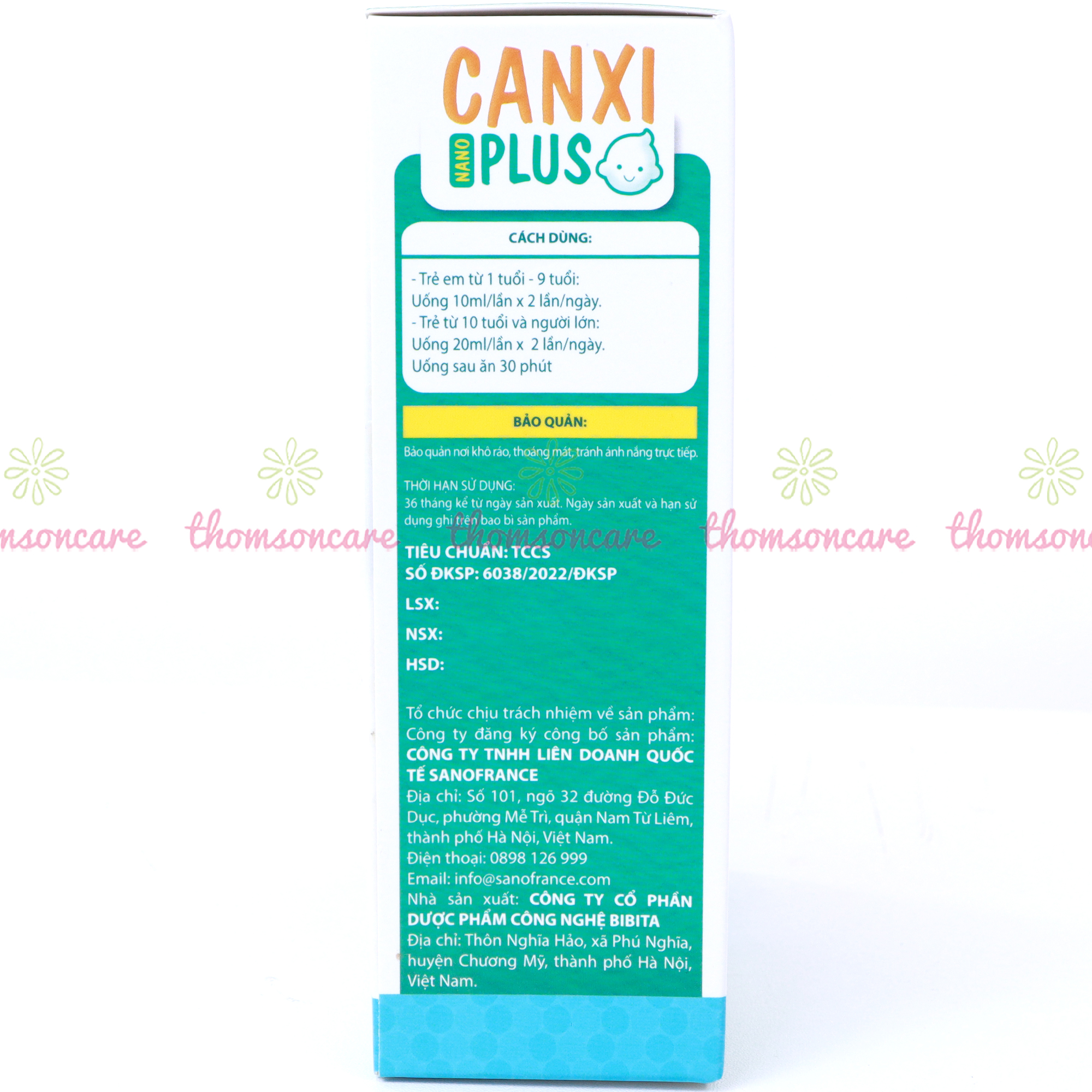 Canxi cho bé - Canxi Nano Plus, giúp xương răng chắc khỏe, giảm còi xương, tăng chiều cao từ Vitamin D3K2 - Hộp 20 ống