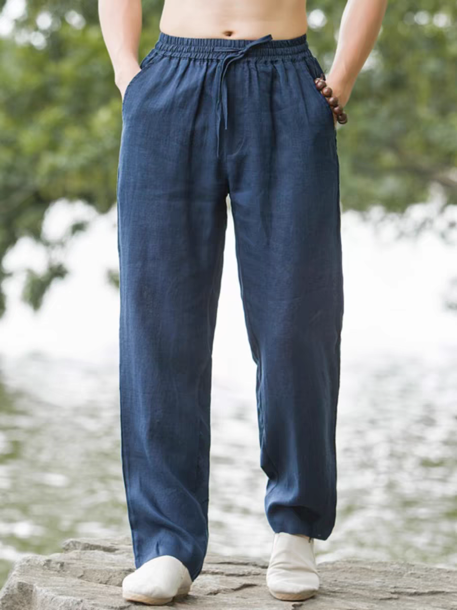 Quần ống rộng nam Đũi Việt chất liệu linen mềm mát, Quần Mặc Đi Biển Cho Nam QD10