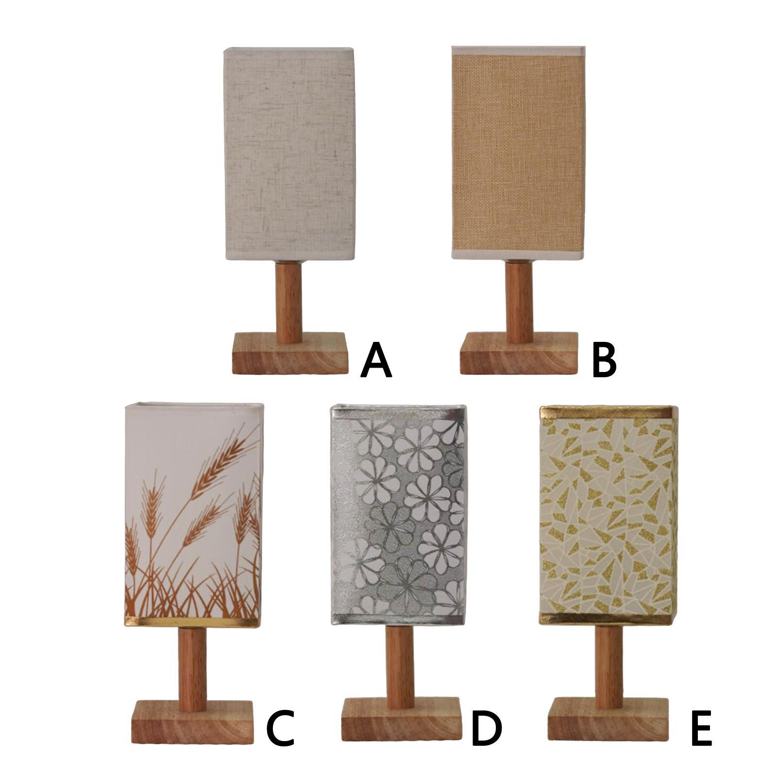 Bedside Table Lamp Decorative with Flaxen Fabric Shade Wood Base Warm White