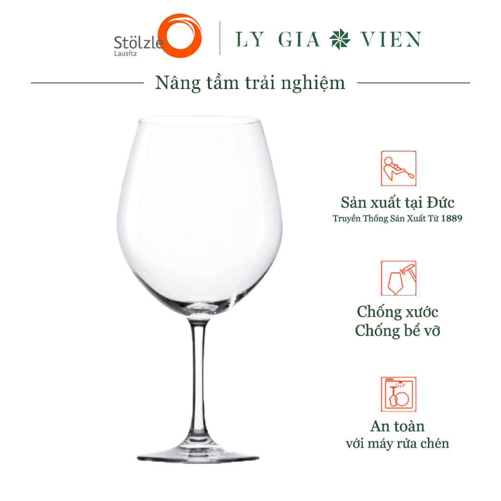 Ly Uống Rượu Vang Pha Lê Chất Lượng Cao Stoelzle Classic Pinot Burgundy Glass 770ml - Thiết Kế Tinh Tế Và Sang Trọng - Phù Hợp Với Những Loại Rượu Vang Như Burgundy, Pinot Noir