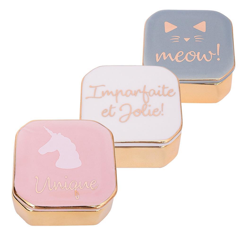 Mini Travel Jewelry Ceramic Box Cosmetic Makeup Display Organizer Case Pink