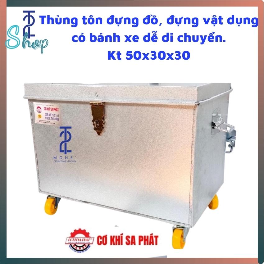 Thùng tôn đựng đồ, đựng vật dụng có bánh xe dễ di chuyển.Kt 45x30x30