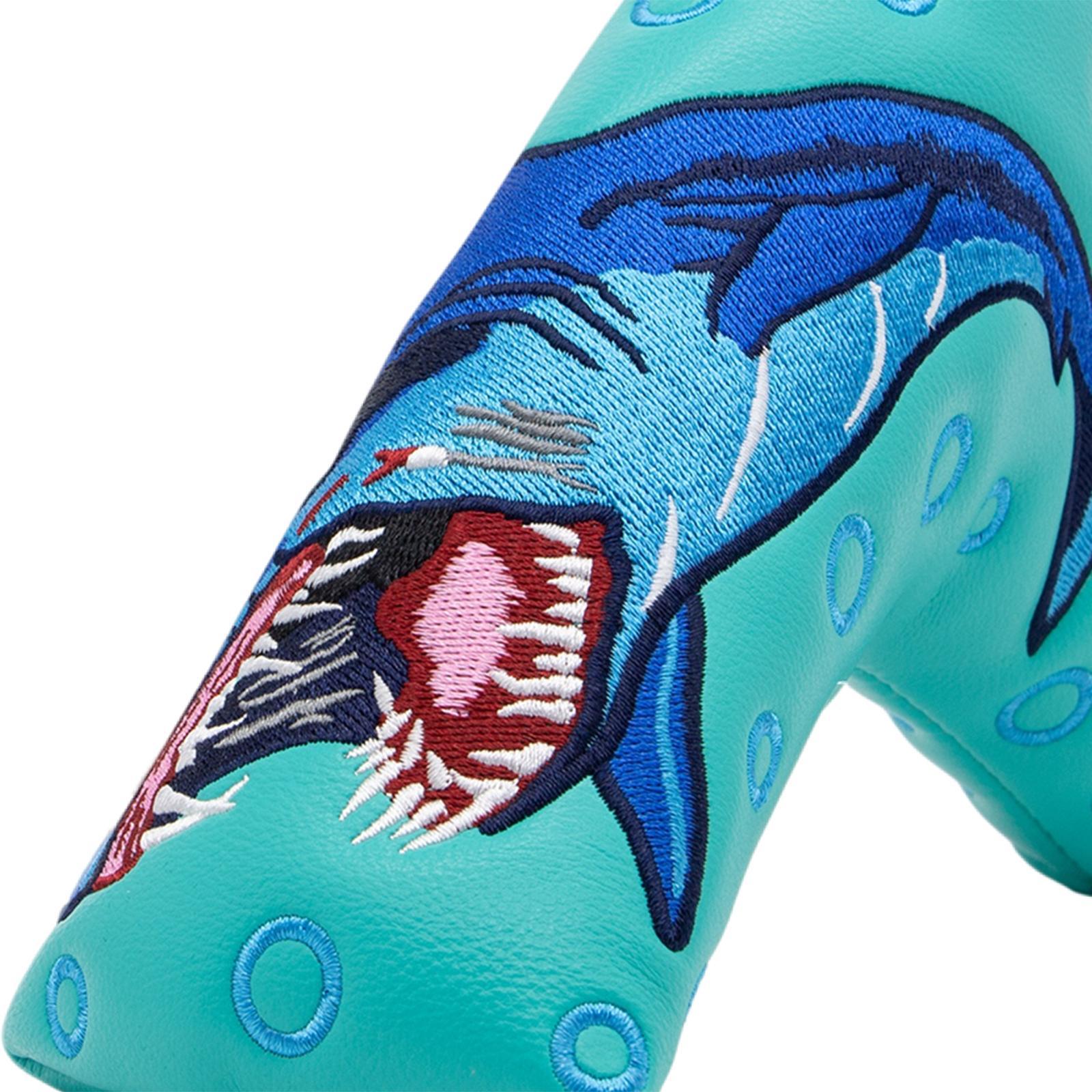 Durable PU Leather Golf Club Headcover Shark Pattern Blade Putter Protector Head Cover Accessories