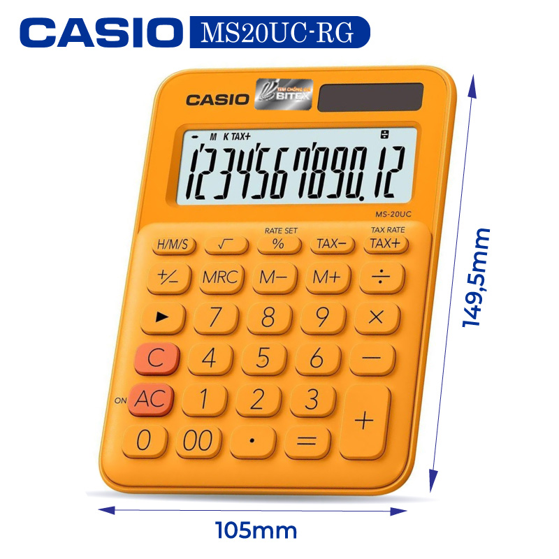 Máy tính Casio MS-20UC, Bảo hành 7 năm - Giao màu ngẫu nhiên - Hàng chính hãng Bitex