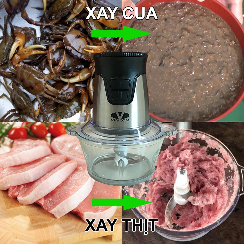 Máy xay đa năng VIAICOM V2A (4 trong 1) - Cối thủy tinh - Hàng chính hãng