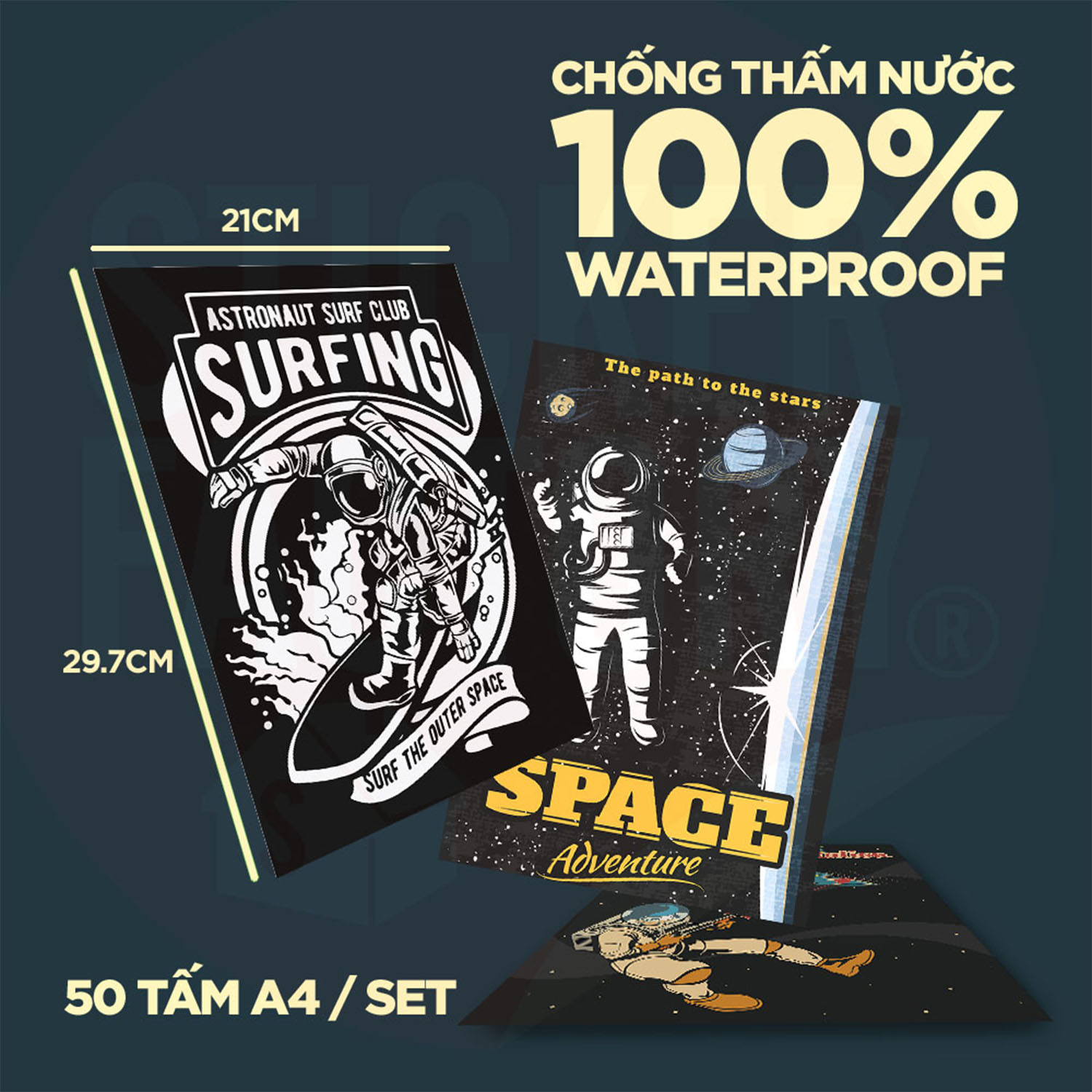 ASTRONAUT - Set 50 Poster A4 dán tường trang trí decor quán nhà cửa - STICKER FACTORY