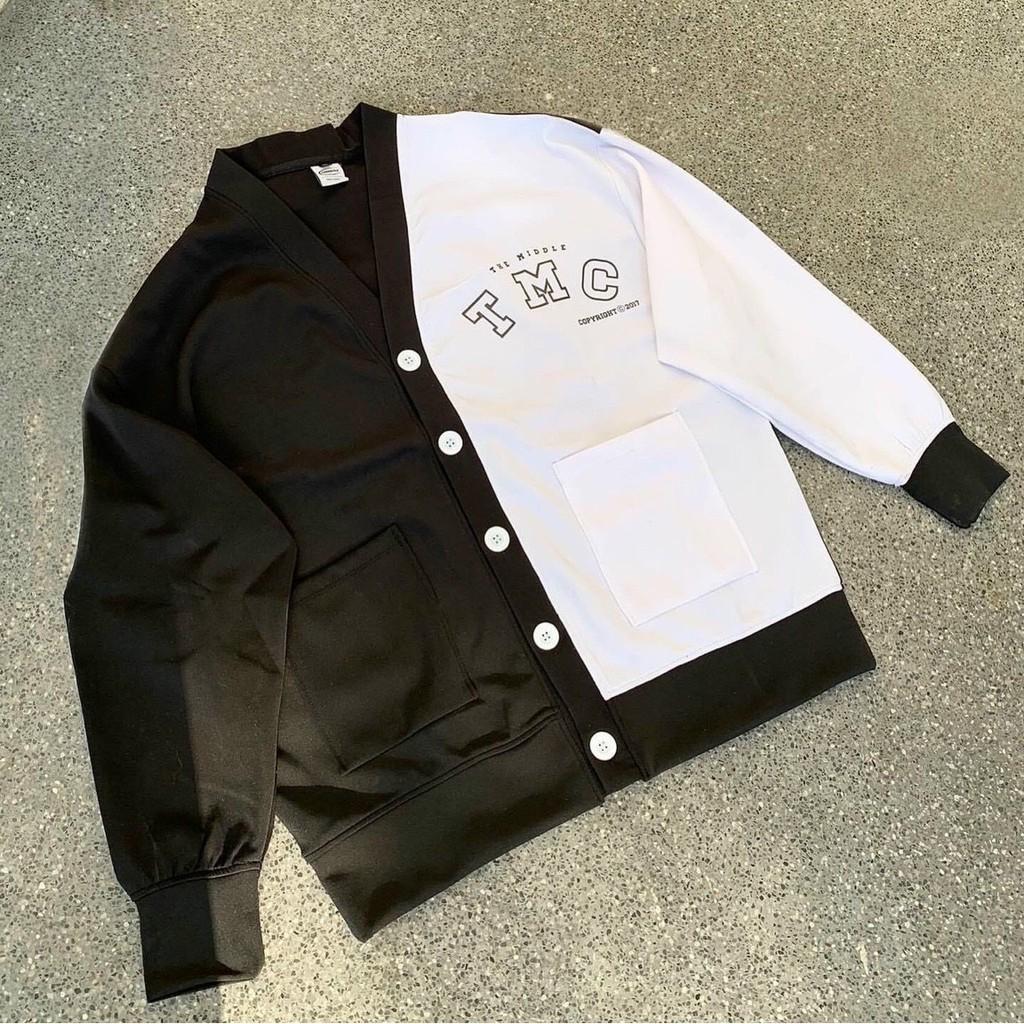 Áo hoodie, áo khoác cadigan thun nỉ ngoại nam nữ cực đẹp Phối 2 Màu Trắng/Đen Siêu Hotniu2