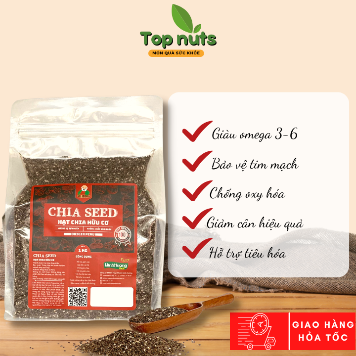 Hạt chia hữu cơ MR JOHNNY túi 1 Kg, Chia Seed giảm cân an toàn chính hãng