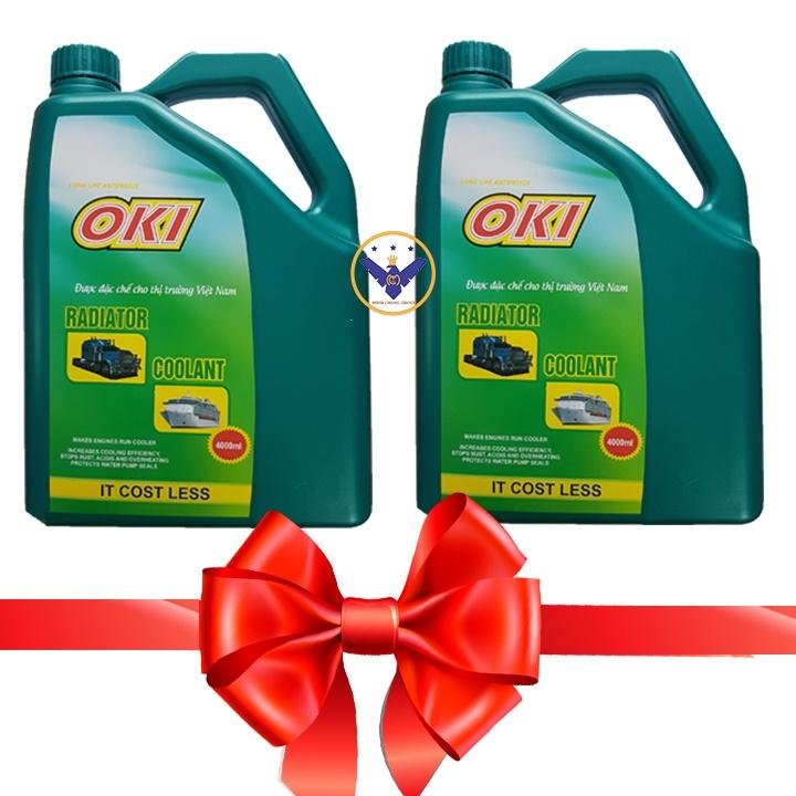 Bộ 2 can 4L nước làm mát xe ô tô màu xanh Esna Coolant, OkI Coolant 4L