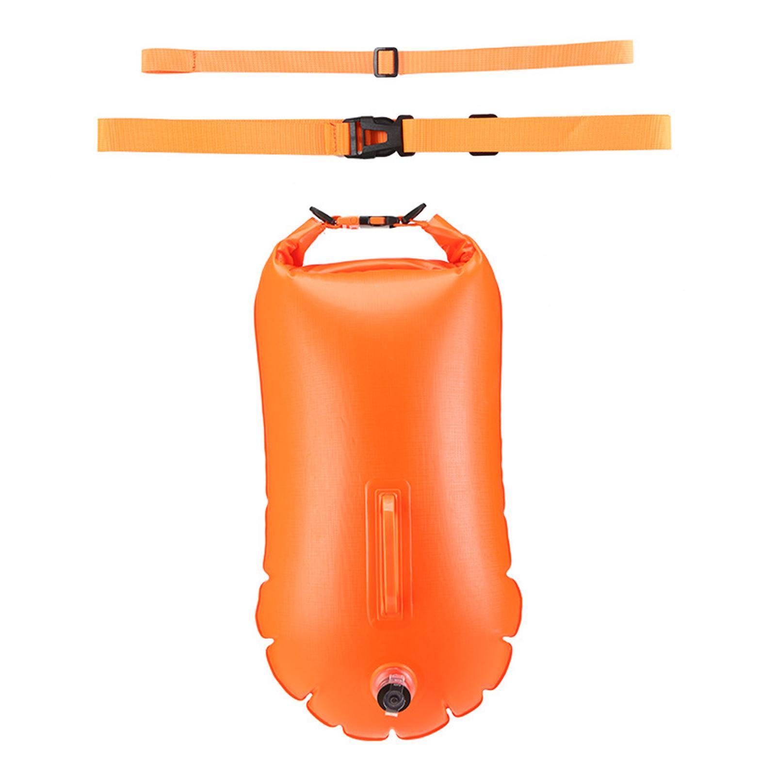 Inflatable Swim Buoy Swim Safety Float Waterproof Bag Swim Training Swimming Tow Bag Floating Bag for Outdoor Swimming Surfing Kayak Diving