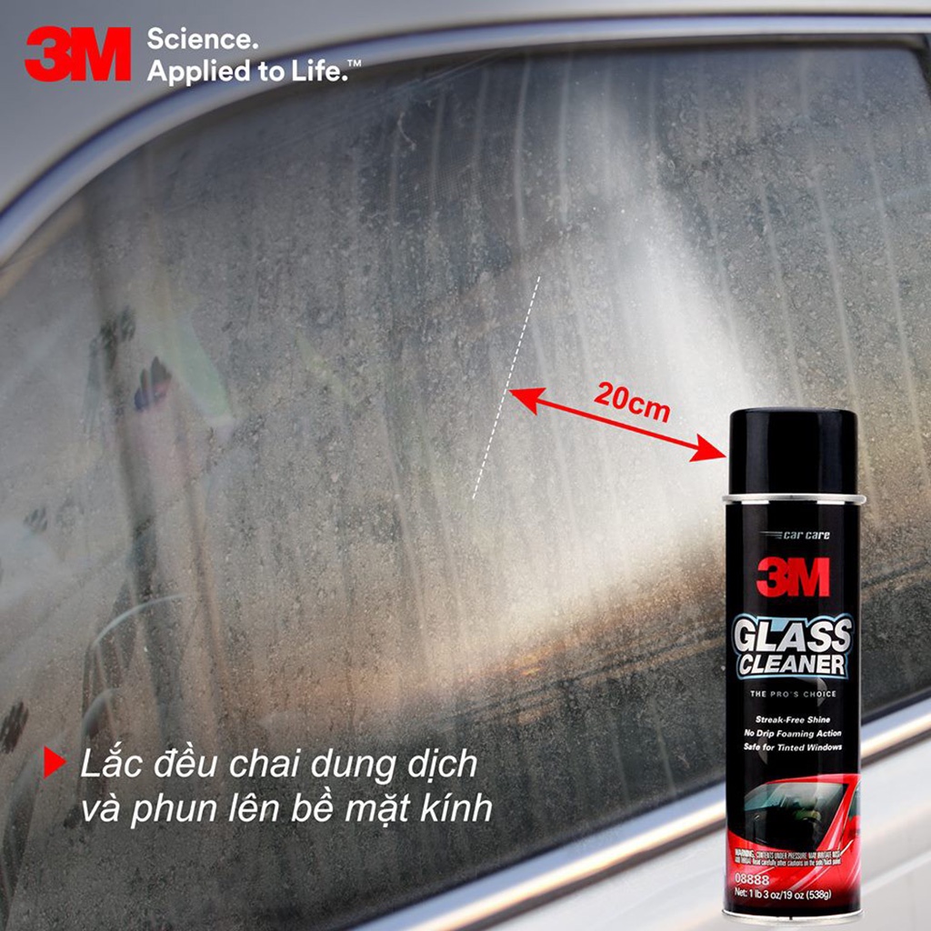 Dung Dịch Rửa Kính Ô Tô Chuyên Dụng 3M 08888 Glass Cleaner Dùng Cho Xe Hơi và Kính Trong Gia Đình (Nhập Khẩu USA)