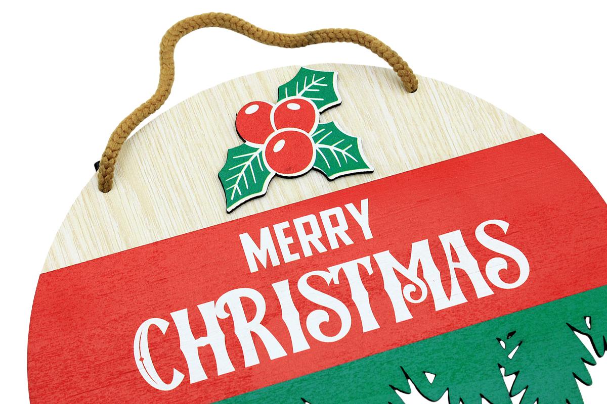 Bảng Gỗ Tròn Treo Tường Trang Trí Giáng Sinh - Bách Mộc - Ba Quả Châu