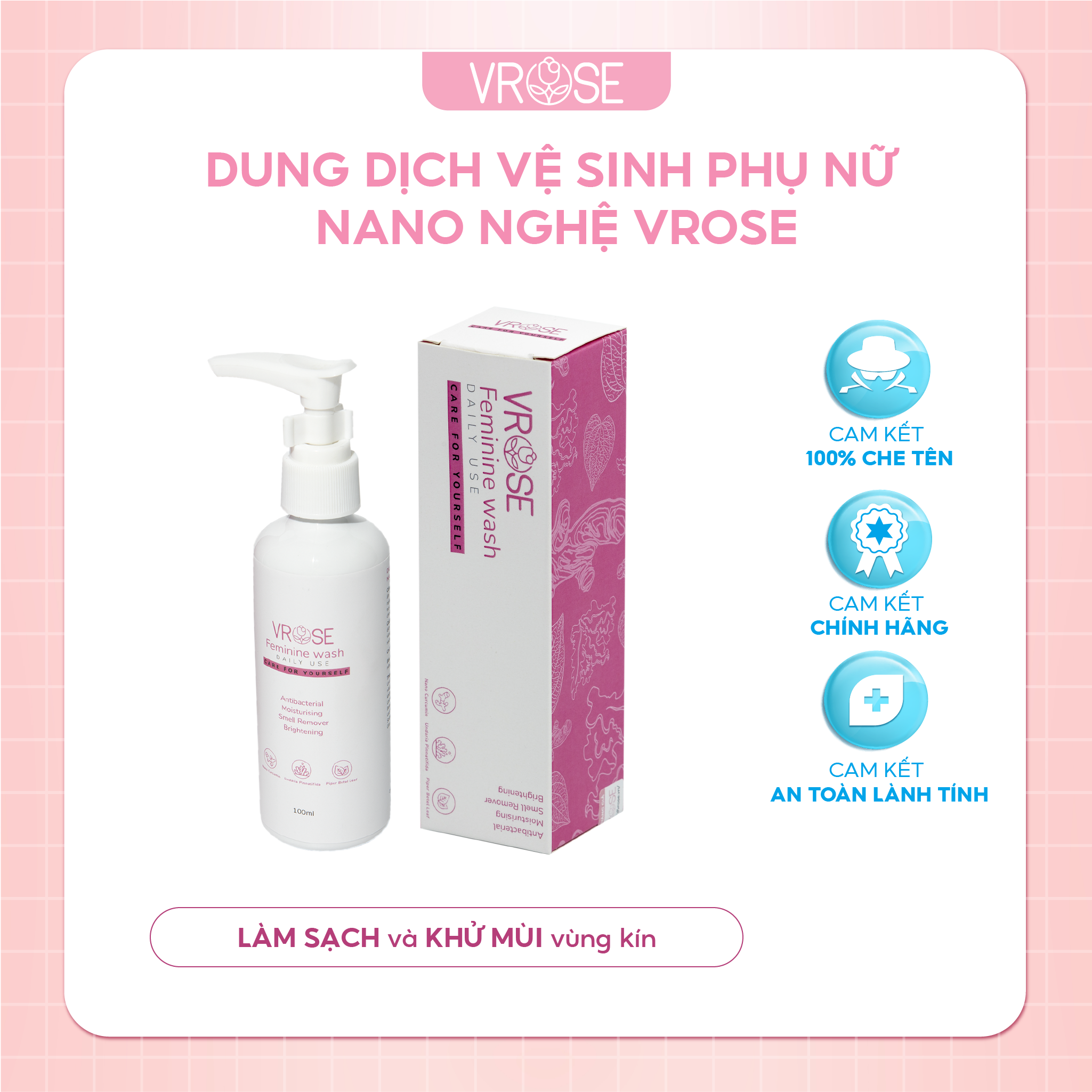 Dung dịch vệ sinh phụ nữ nano nghệ Vrose