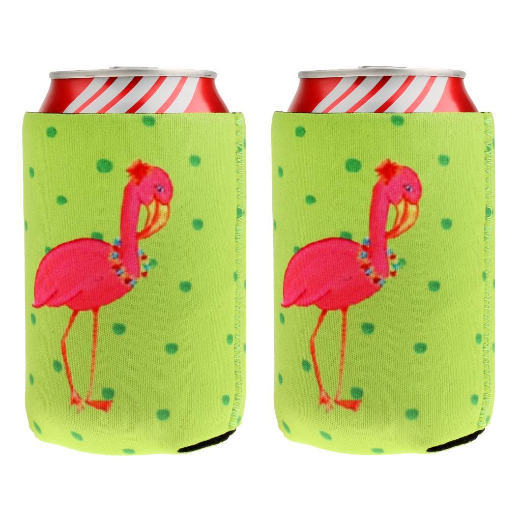 1 Pair of Flamingo Stubby Beer Bottle Tin Can Cooler Sleeve Wedding Favors