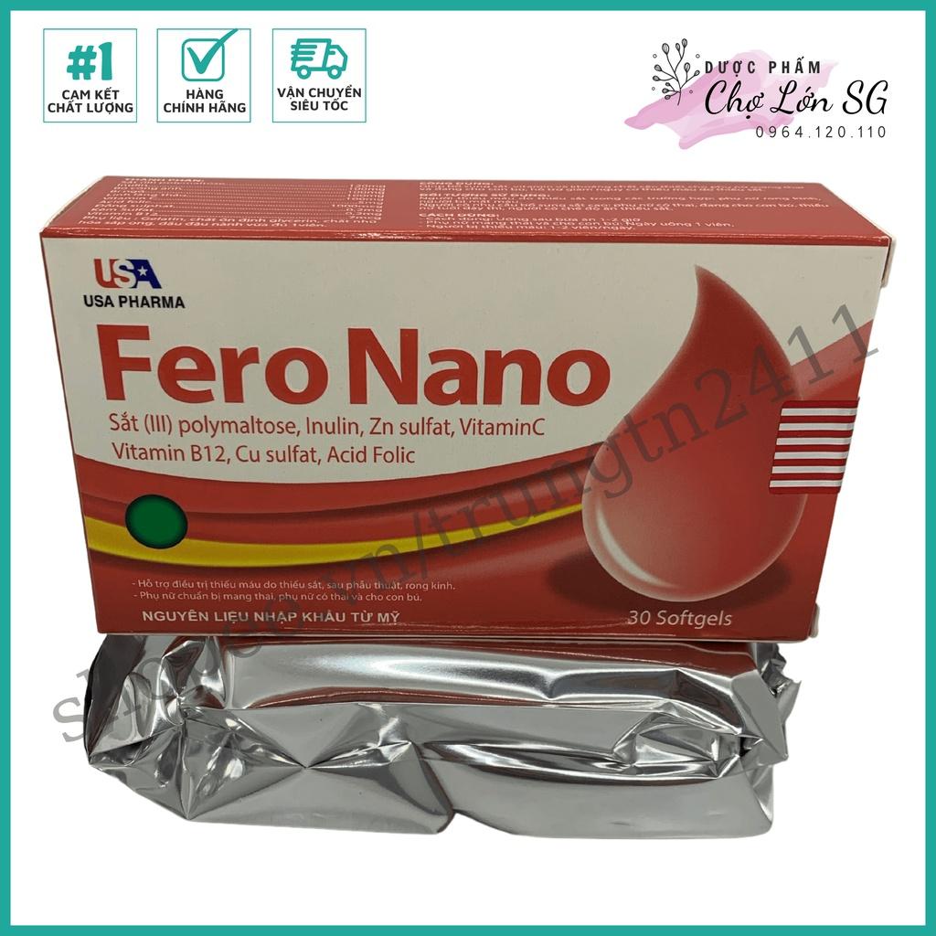 Viên uống bổ máu FERO NANO bổ sung Sắt, Acid Folic giảm tình trạng thiếu máu - Hộp 30 viên