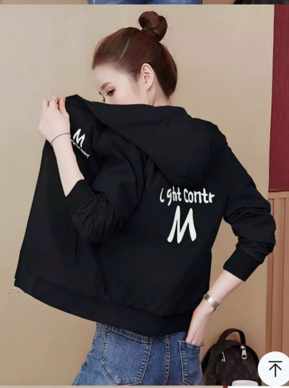 [FREESHIP] Áo khoác Gió Nữ Chất Dù Có 2 Lớp Có Phối Nón Bao Đẹp Hot Trend Có In Chữ M HTM FASHION - Gold