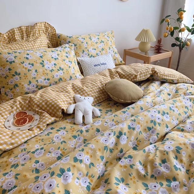 Set Cotton LiVing Hoa Nhí Vintage Hàng Nhập Khẩu Cao Cấp 4 Món