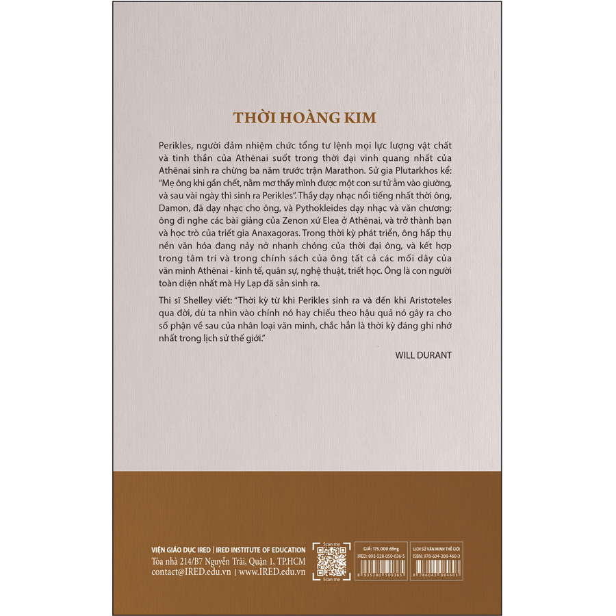 Sách IRED Books: Lịch sử văn minh thế giới phần 2 : Đời sống Hy Lạp - tập 2: Thời hoàng kim - Will Durant