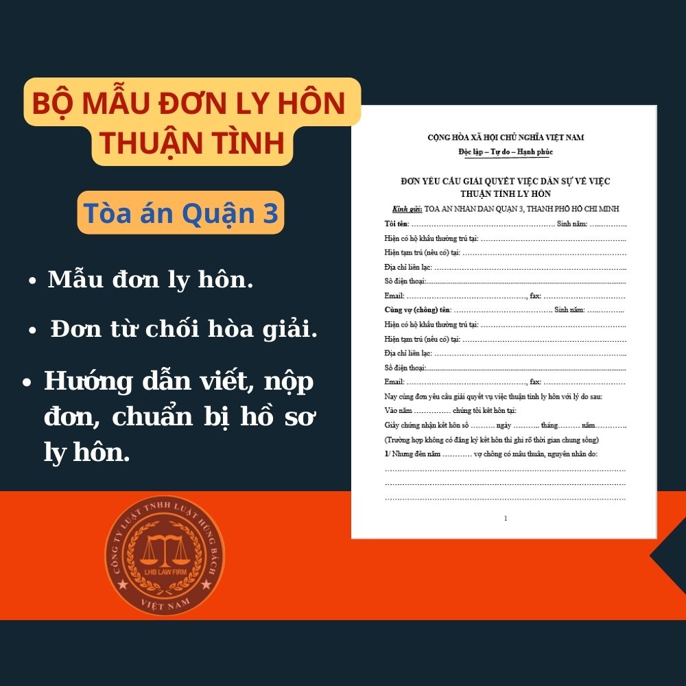 Bộ mẫu đơn ly hôn Đơn phương chuẩn mới nhất + Tài liệu Luật sư hướng dẫn