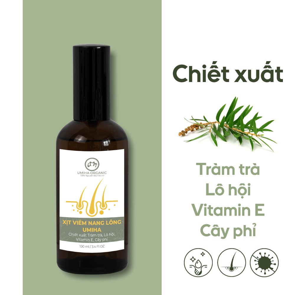 Xịt viêm nang lông viêm lỗ chân lông UMIHA  50/15ML Giảm viêm nang lông, mụn lưng, ngực mông, mờ thâm sáng da