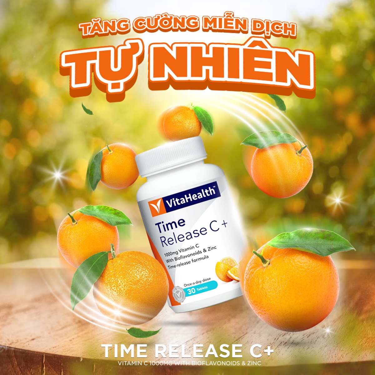 Viên Uống Bổ Sung Vitamin C Hữu Cơ Tăng Sức Đề Kháng VITAHEALTH Time Release C+ ( Hộp 30 Viên)