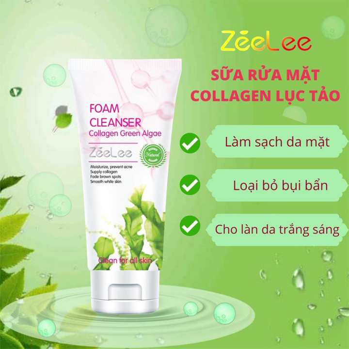 Sữa Rửa Mặt Lục Tảo Zeelee Trắng Da Sạch Bụi Bẩn Bã nhờn 150ml