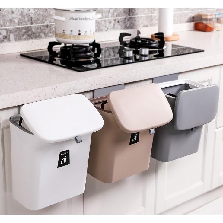 Thùng rác thông minh tiện dụng treo tường có nắp thời trang- 9L