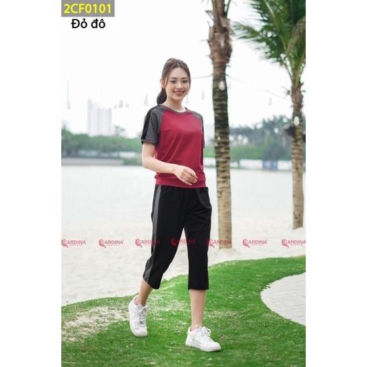 mã 2CF01 - Bộ thể thao nữ cotton lửNg phối tay CARDINA