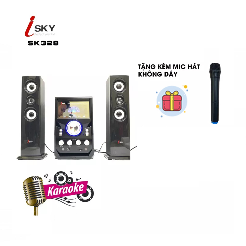 (Tặng kèm Micro hát không dây) Dàn âm thanh giải trí đỉnh cao tại nhà, vi tính lớn hát karaoke âm thanh đỉnh cao có kết nối Bluetooth USB Isky - SK328-Hàng nhập khẩu
