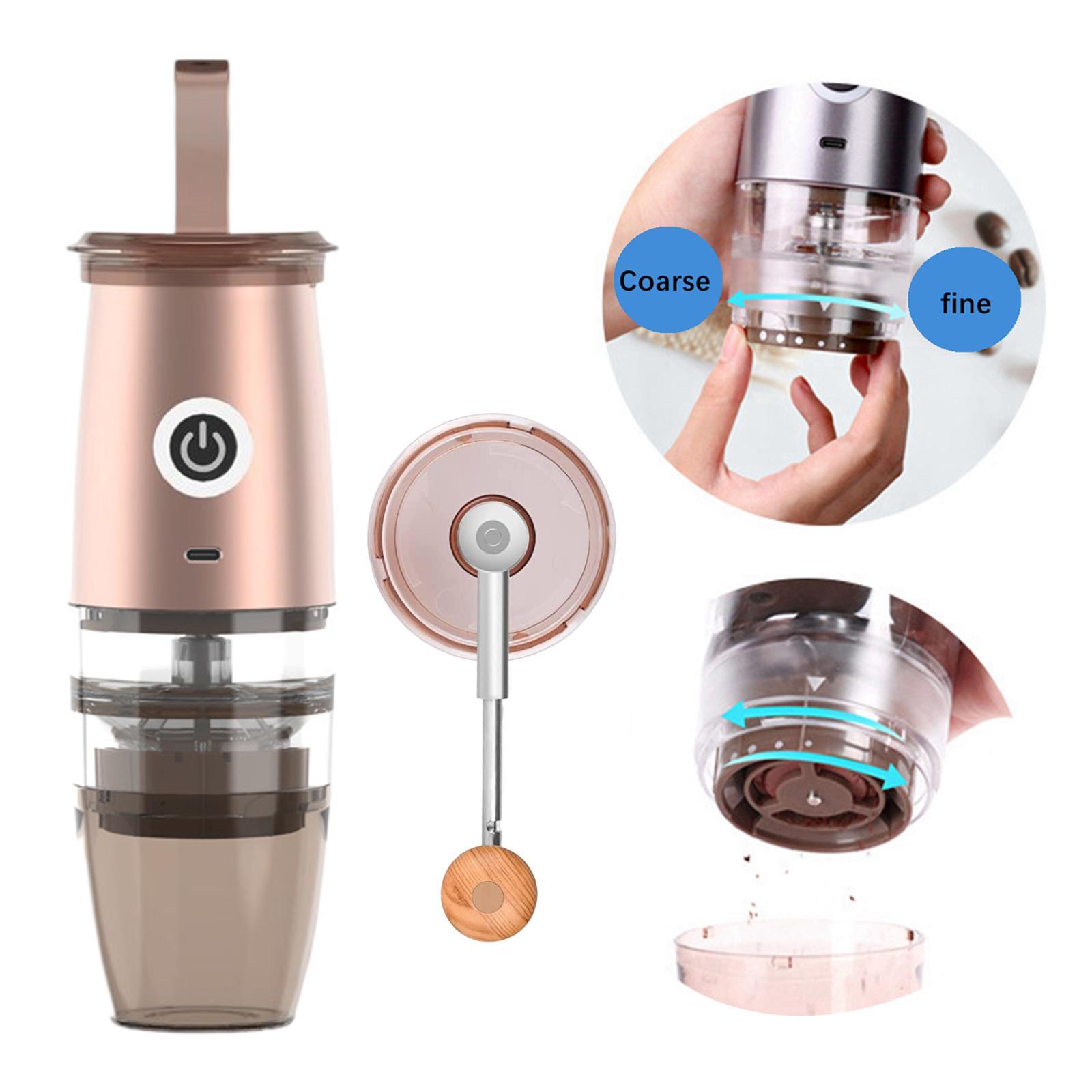 Coffee Bean Grinder Portable Rechargeable Small with Brush Mixer for
