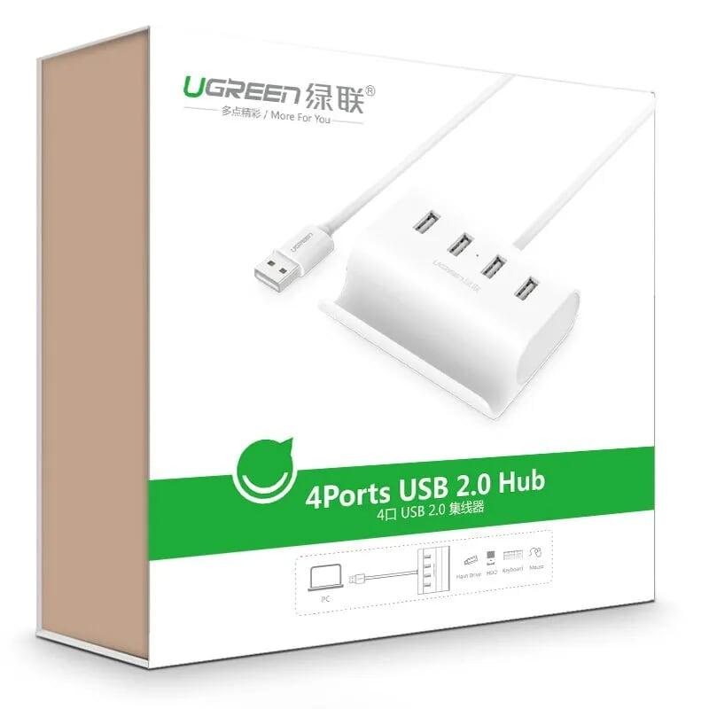 Ugreen UG30224CR123TK 1M Màu Trắng USB 2.0 Hub 4 Port With Power Port - HÀNG CHÍNH HÃNG