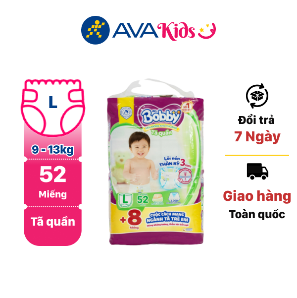 Tã quần Bobby size L 52 miếng (cho bé 9 - 13kg)