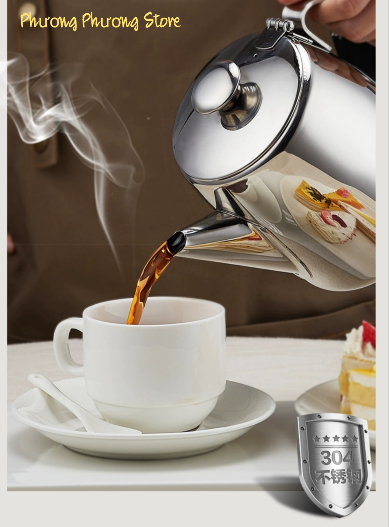 Bình đựng nước, Ca inox có nắp 2800ml có vòi giót inox SUS 304 Hàng dày sáng bóng dùng cả đời không lo hỏng