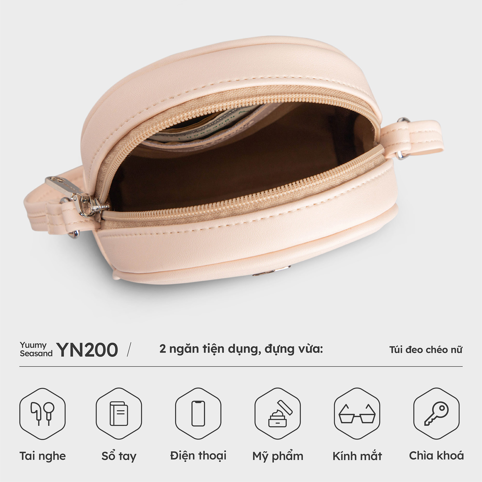 Túi Yuumy ( Thời trang nữ dáng cong mini - Túi đeo chéo da Seasand YN200 )