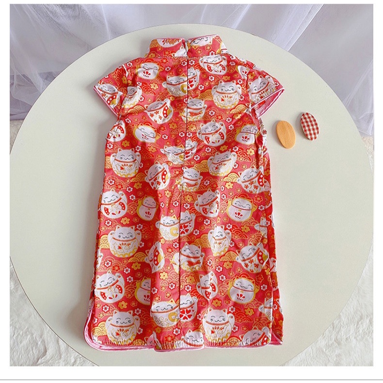 Đầm sườn xám đẹp cho bé gái mặc tết size 10-25kg hàng Quảng Châu cao cấp