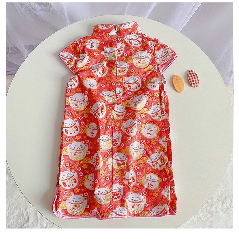 Đầm sườn xám đẹp cho bé gái mặc tết size 10-25kg hàng Quảng Châu cao cấp