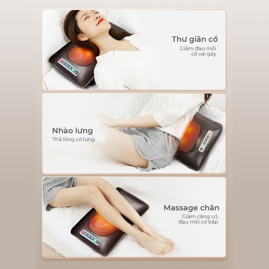 Đệm Massage Toàn Thân VISPO VP-N23D - Máy Massage Cổ Vai Gáy, Lưng, Chân Đa Năng Kết Hợp Nhiệt Hồng Ngoại Giúp Thư giãn, Giảm Căng Thẳng