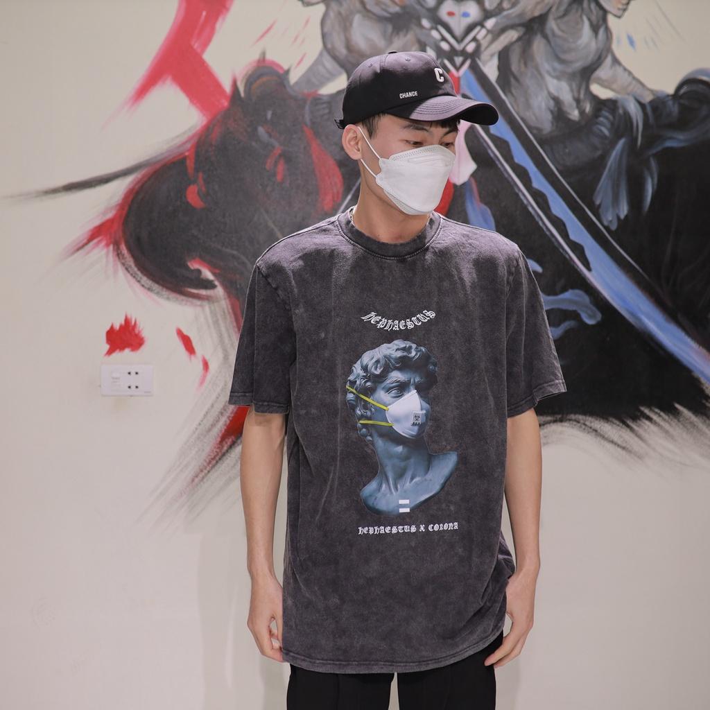 Áo thun loang đen nam nữ tay lỡ chất liệu cotton 100% cao cấp phối dáng unisex