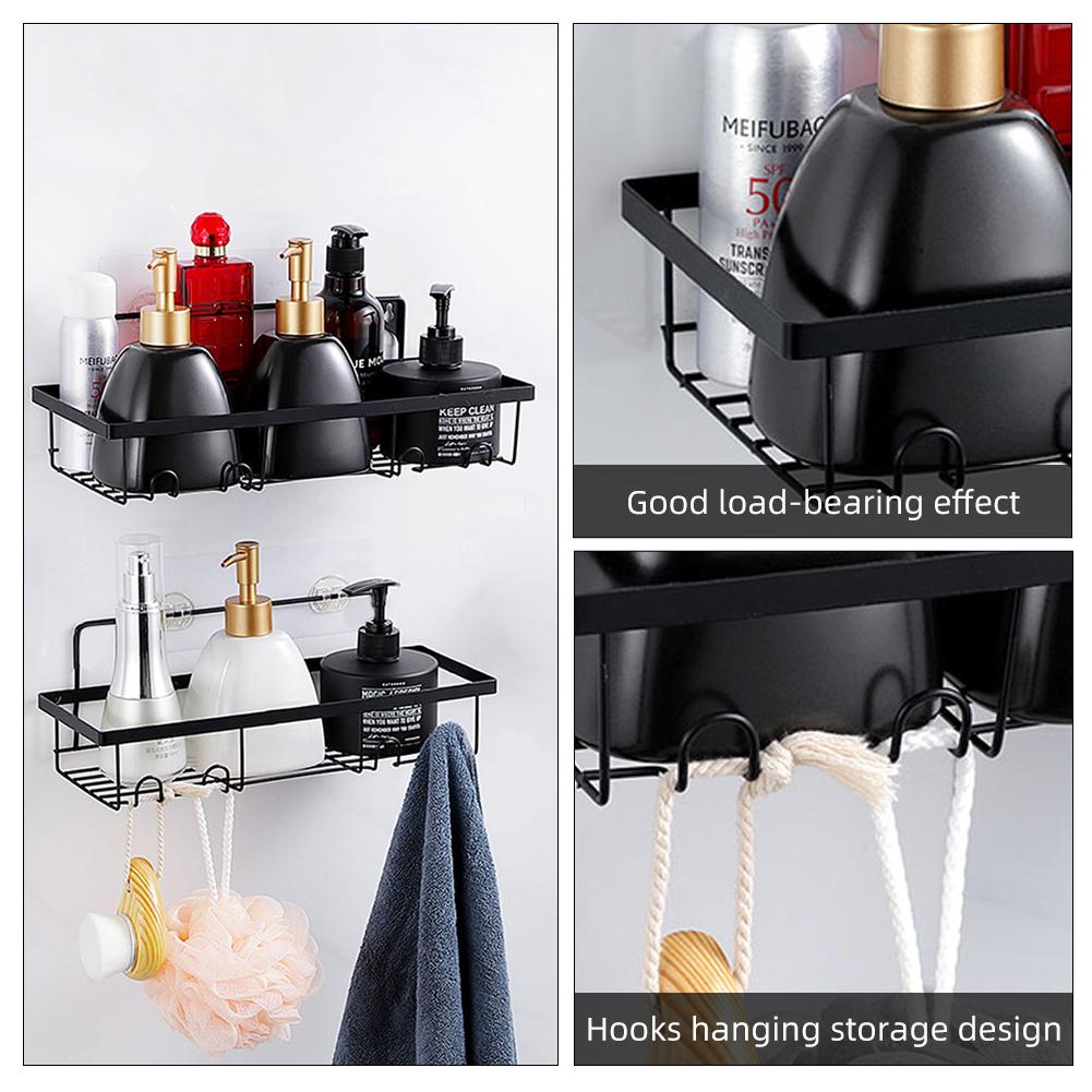 Adhesive Shower Caddy with Hooks No drilling Bathroom Shower Basket and Soap Dish Shower Storage Organizer
