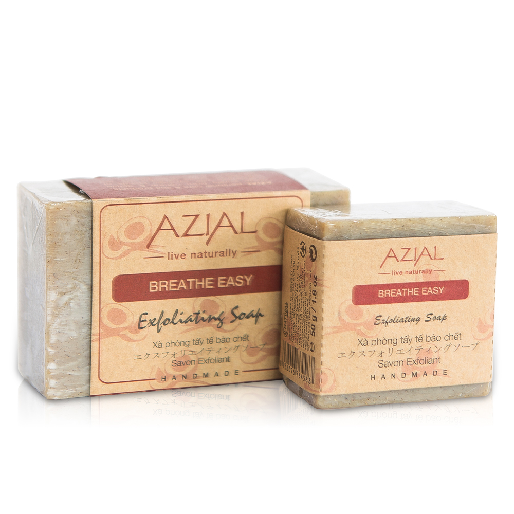 Xà phòng tắm tẩy tế bào chết AZIAL Breathe Easy Exfoliating Soap, 100% thiên nhiên, phù hợp với mọi loại da