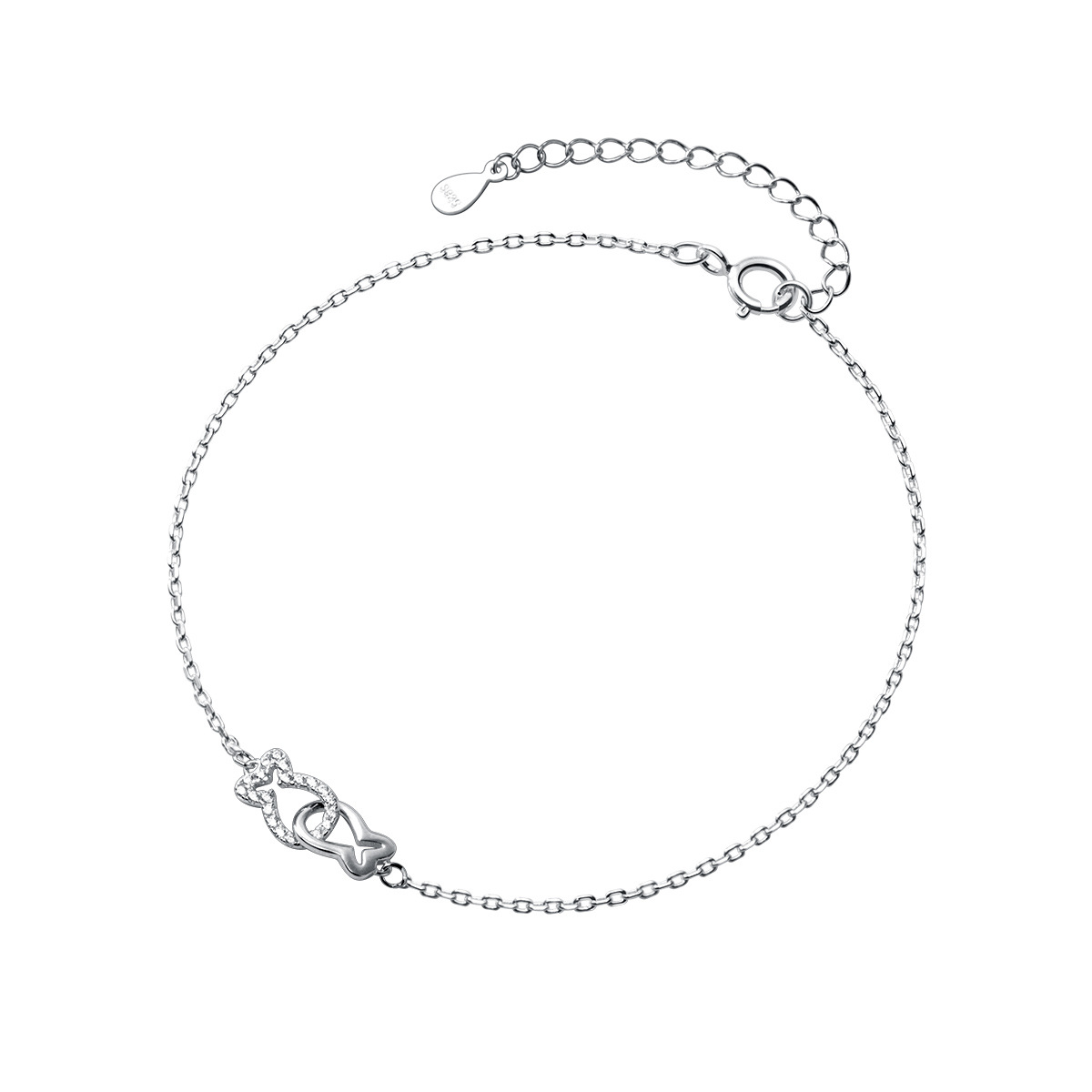 Lắc chân bạc nữ ĐẸP BẠC CAO CẤP hình con cá, song ngư lấp lánh LCBN299 2TSilver