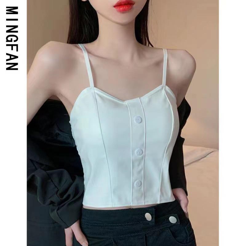 Áo bra 2 dây nữ bọc da 3 khuy có đệm ngực chun lưng